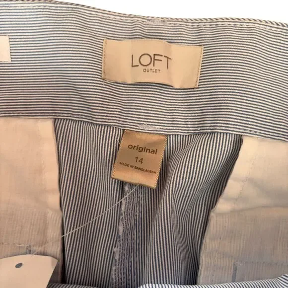 Loft Original Crop Stripe Seersucker Pants Size 14 Cotton Blend NEW - Picture 4 of 6